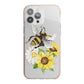 Watercolour Bee and Sunflowers iPhone 13 Pro Max TPU Impact Case with Pink Edges
