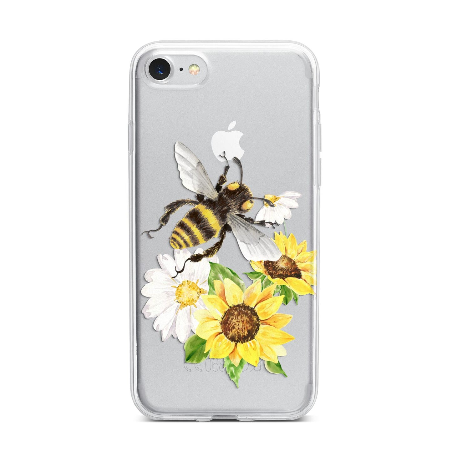 Watercolour Bee and Sunflowers iPhone 7 Bumper Case on Silver iPhone