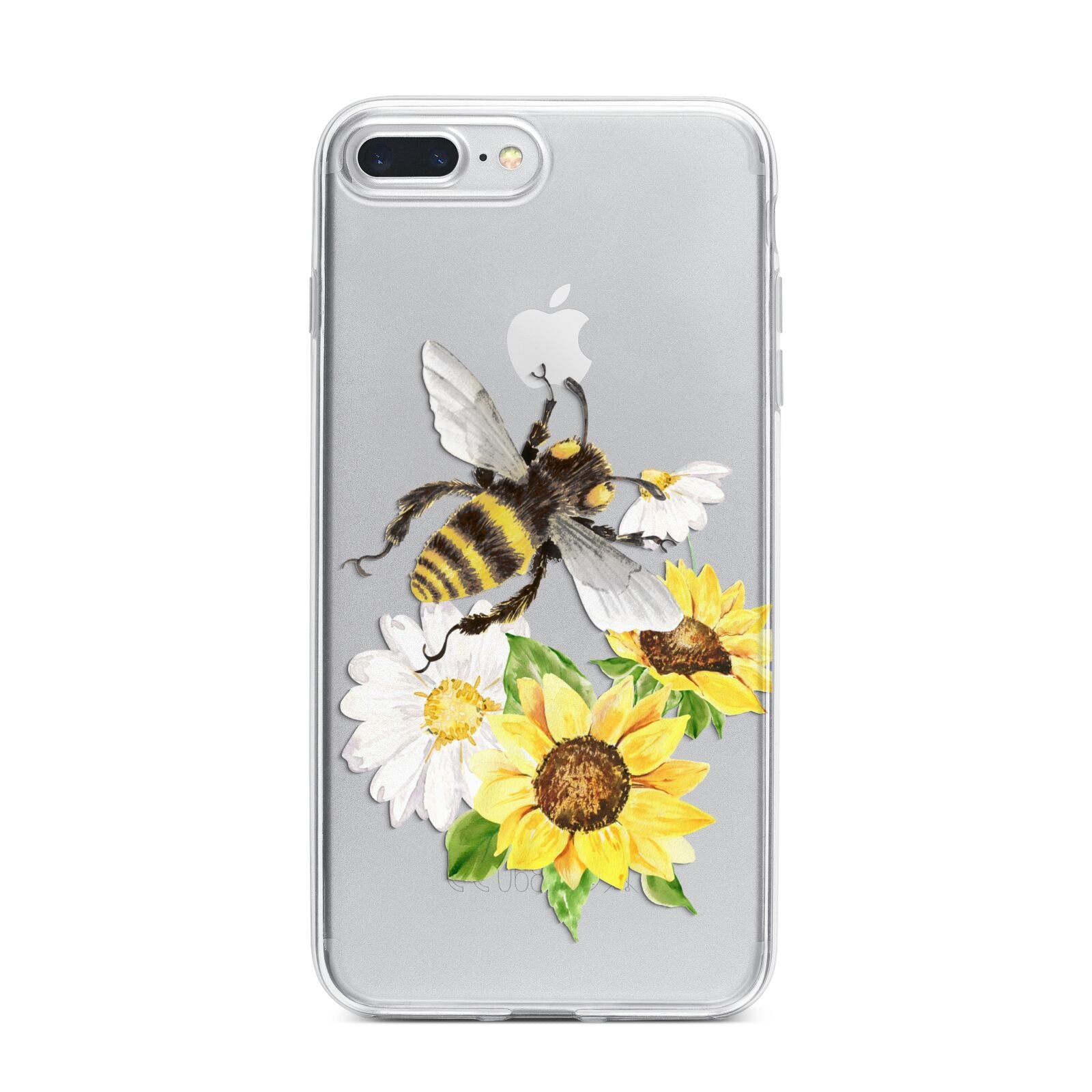Watercolour Bee and Sunflowers iPhone 7 Plus Bumper Case on Silver iPhone