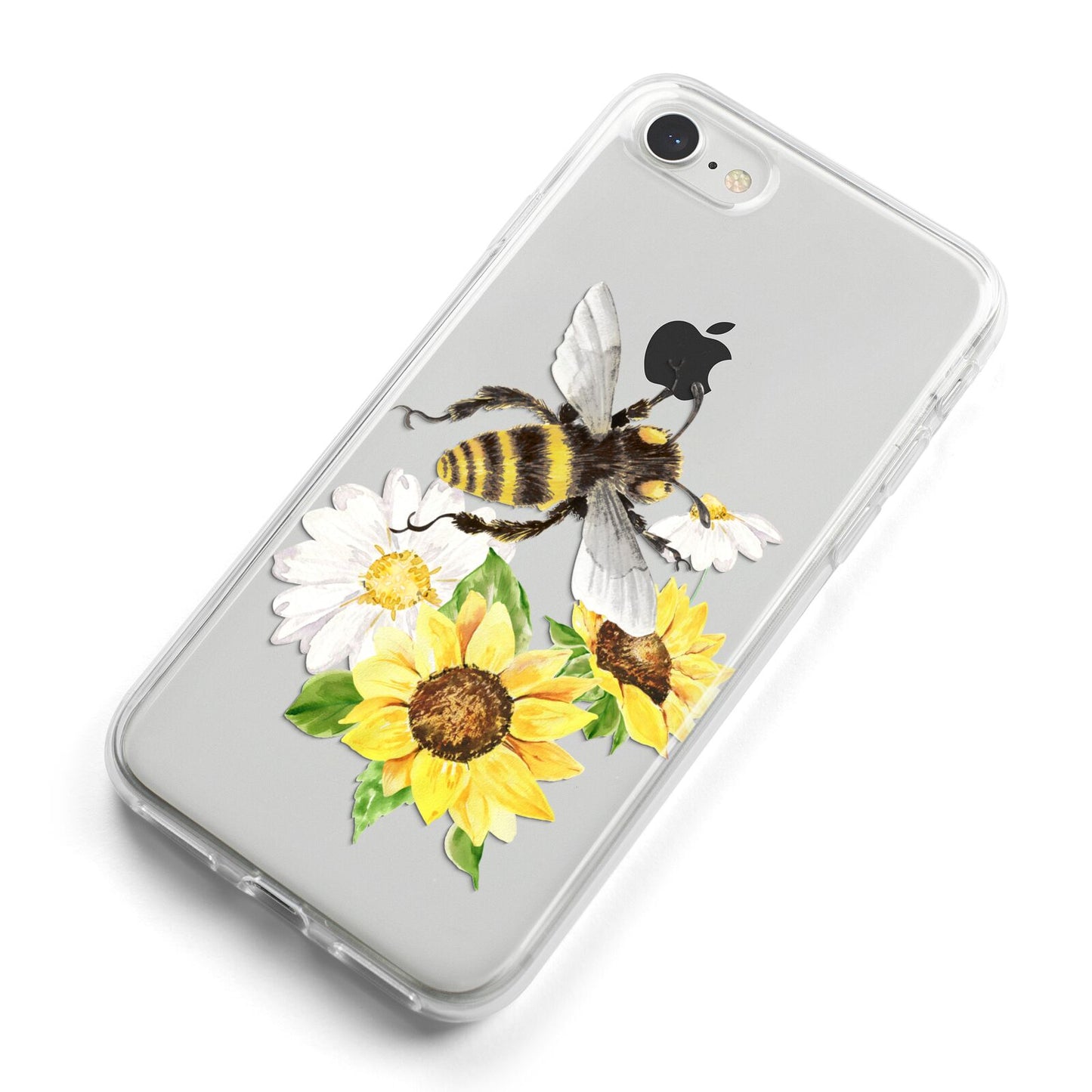 Watercolour Bee and Sunflowers iPhone 8 Bumper Case on Silver iPhone Alternative Image
