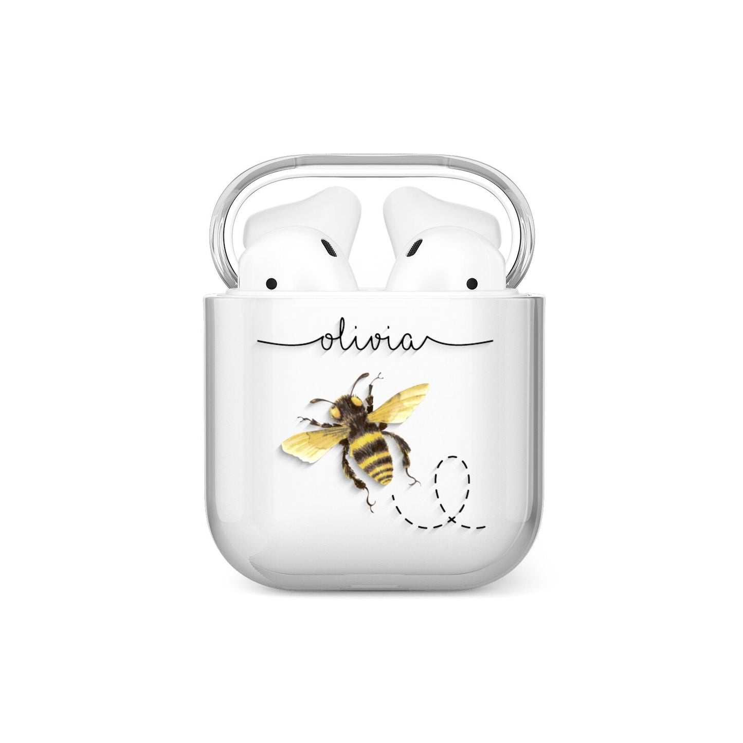 Watercolour Bee with Name AirPods Case