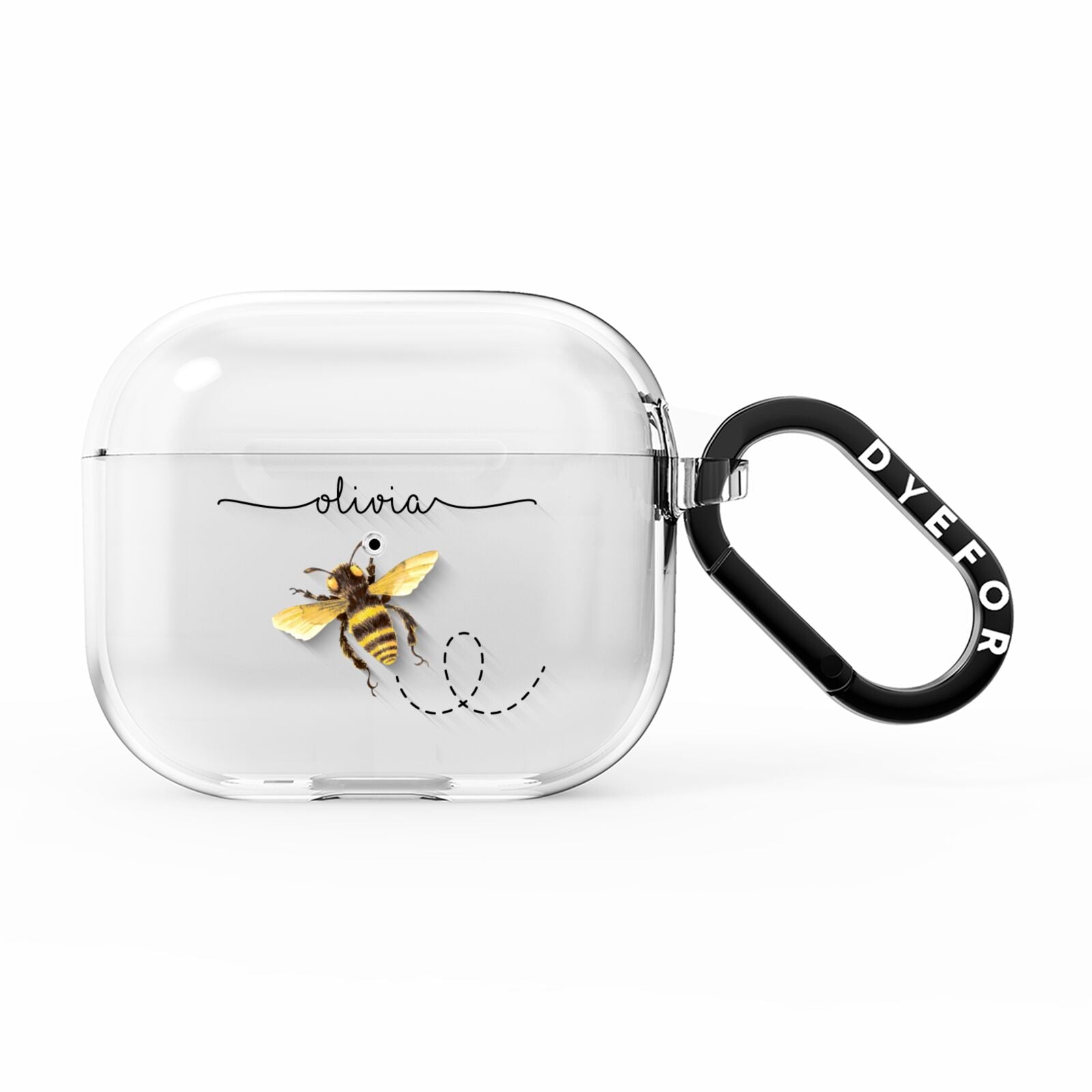 Watercolour Bee with Name AirPods Clear Case 3rd Gen