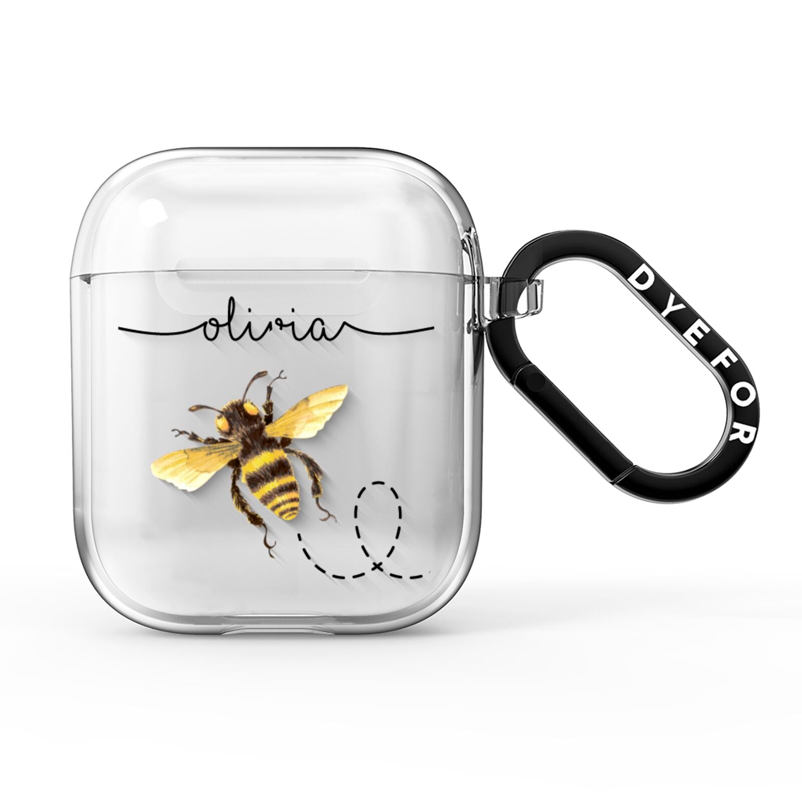 Watercolour Bee with Name AirPods Clear Case