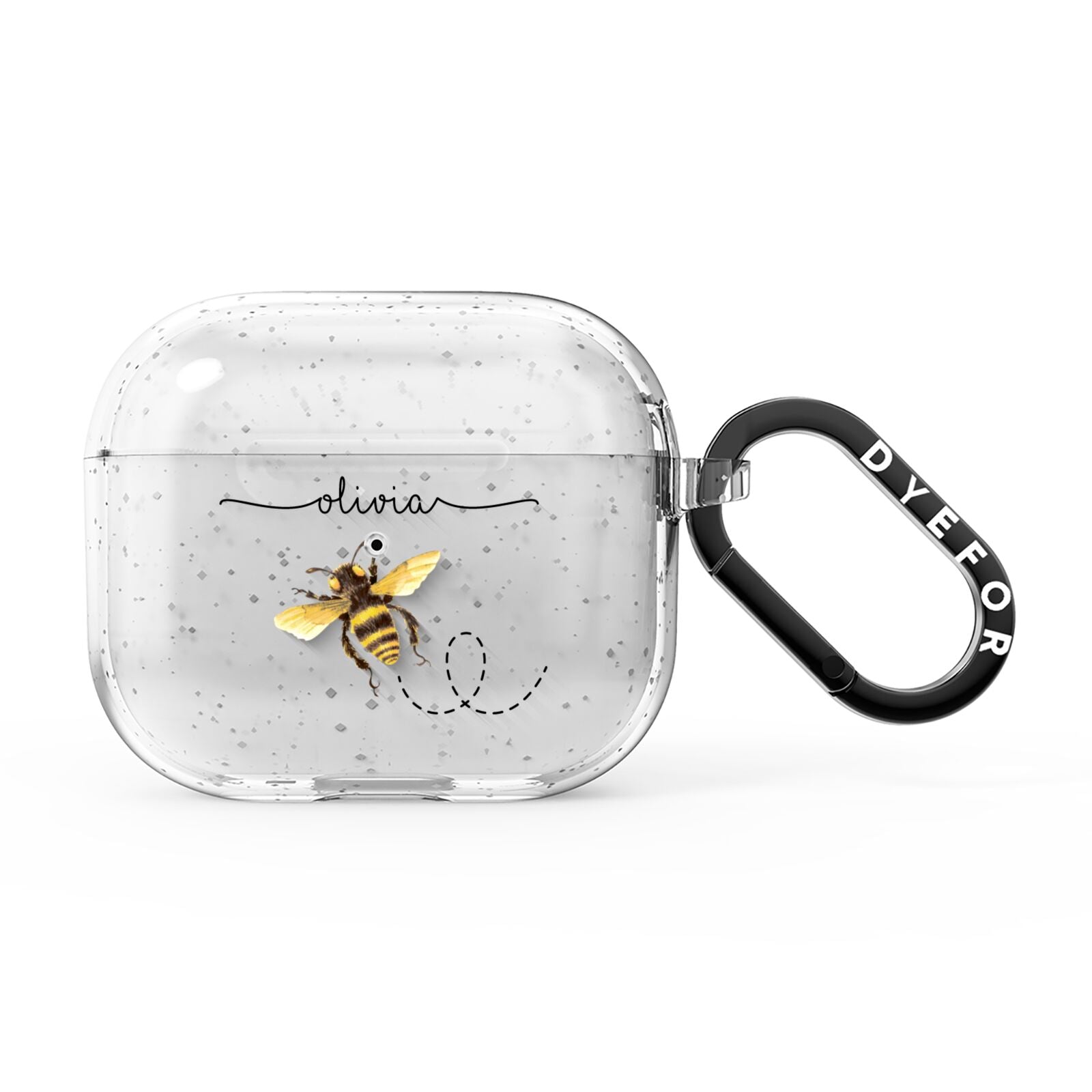Watercolour Bee with Name AirPods Glitter Case 3rd Gen