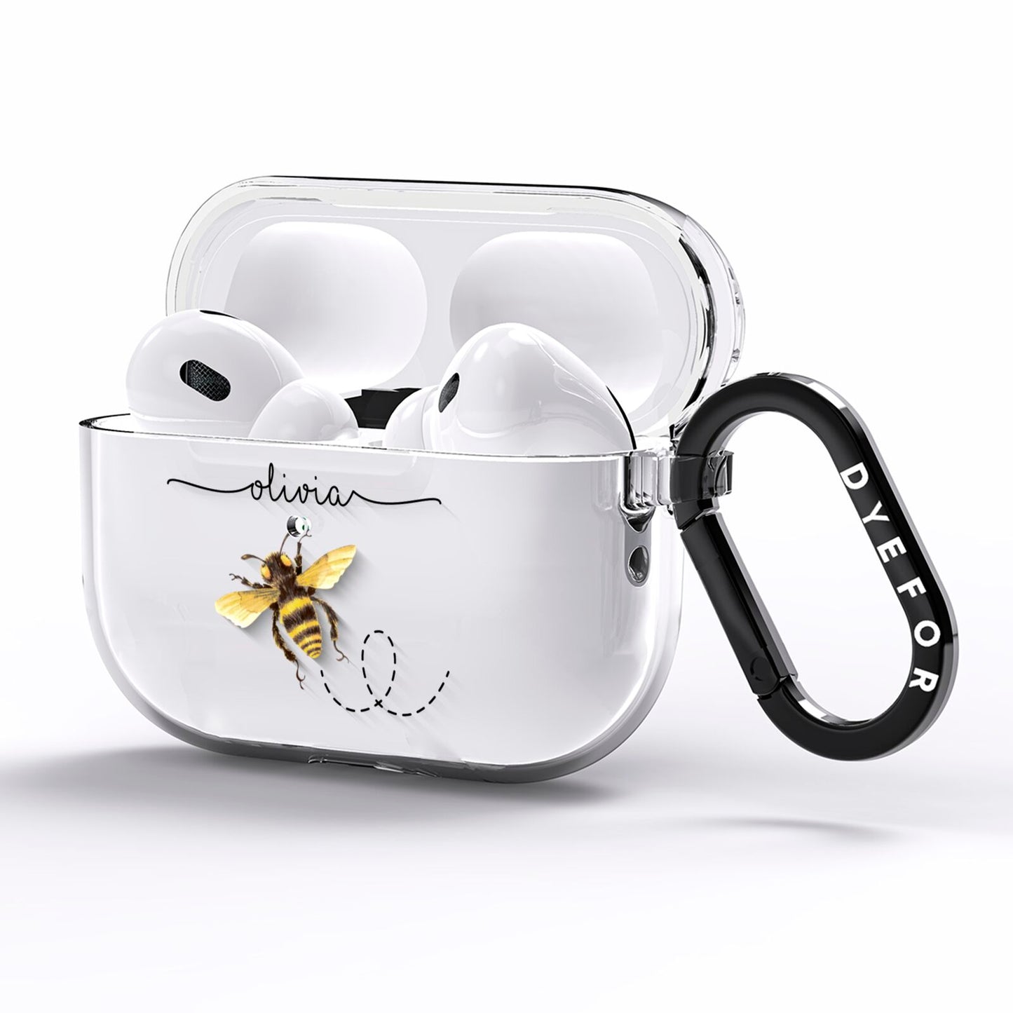 Watercolour Bee with Name AirPods Pro Clear Case Side Image
