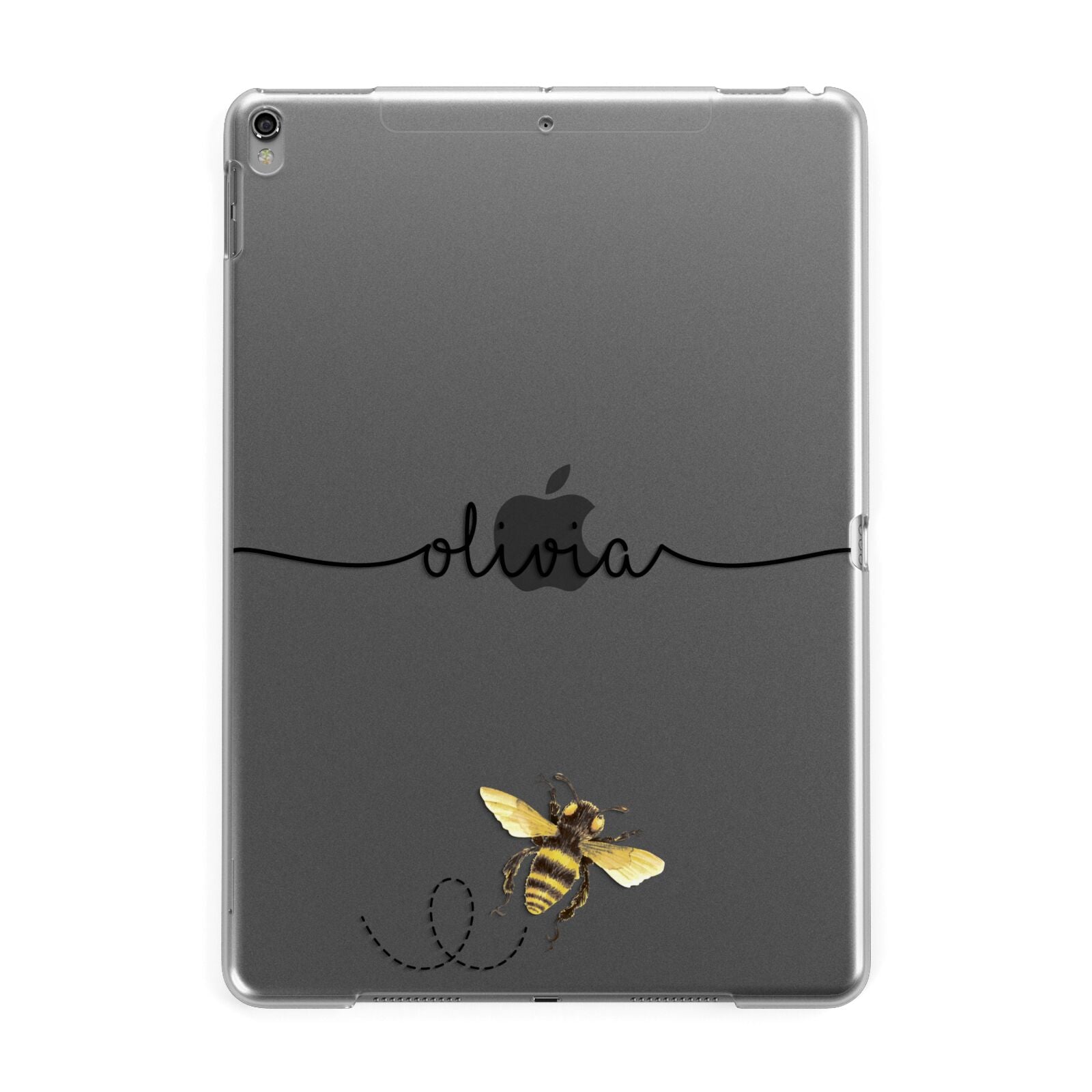 Watercolour Bee with Name Apple iPad Grey Case