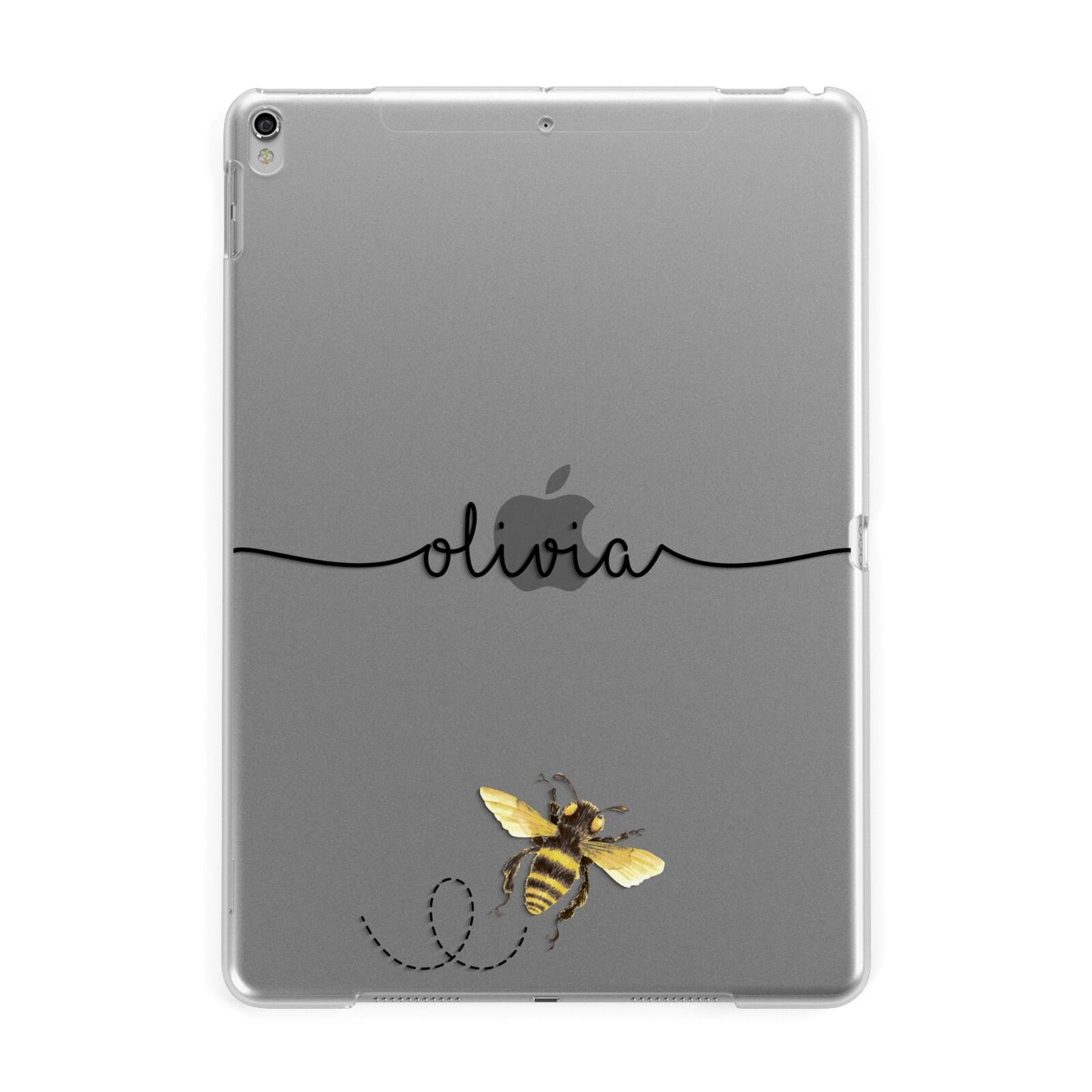 Watercolour Bee with Name Apple iPad Silver Case