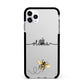 Watercolour Bee with Name Apple iPhone 11 Pro Max in Silver with Black Impact Case