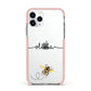 Watercolour Bee with Name Apple iPhone 11 Pro in Silver with Pink Impact Case