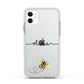 Watercolour Bee with Name Apple iPhone 11 in White with White Impact Case