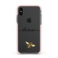 Watercolour Bee with Name Apple iPhone Xs Impact Case Pink Edge on Black Phone