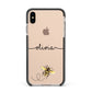 Watercolour Bee with Name Apple iPhone Xs Max Impact Case Black Edge on Gold Phone