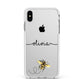 Watercolour Bee with Name Apple iPhone Xs Max Impact Case White Edge on Silver Phone