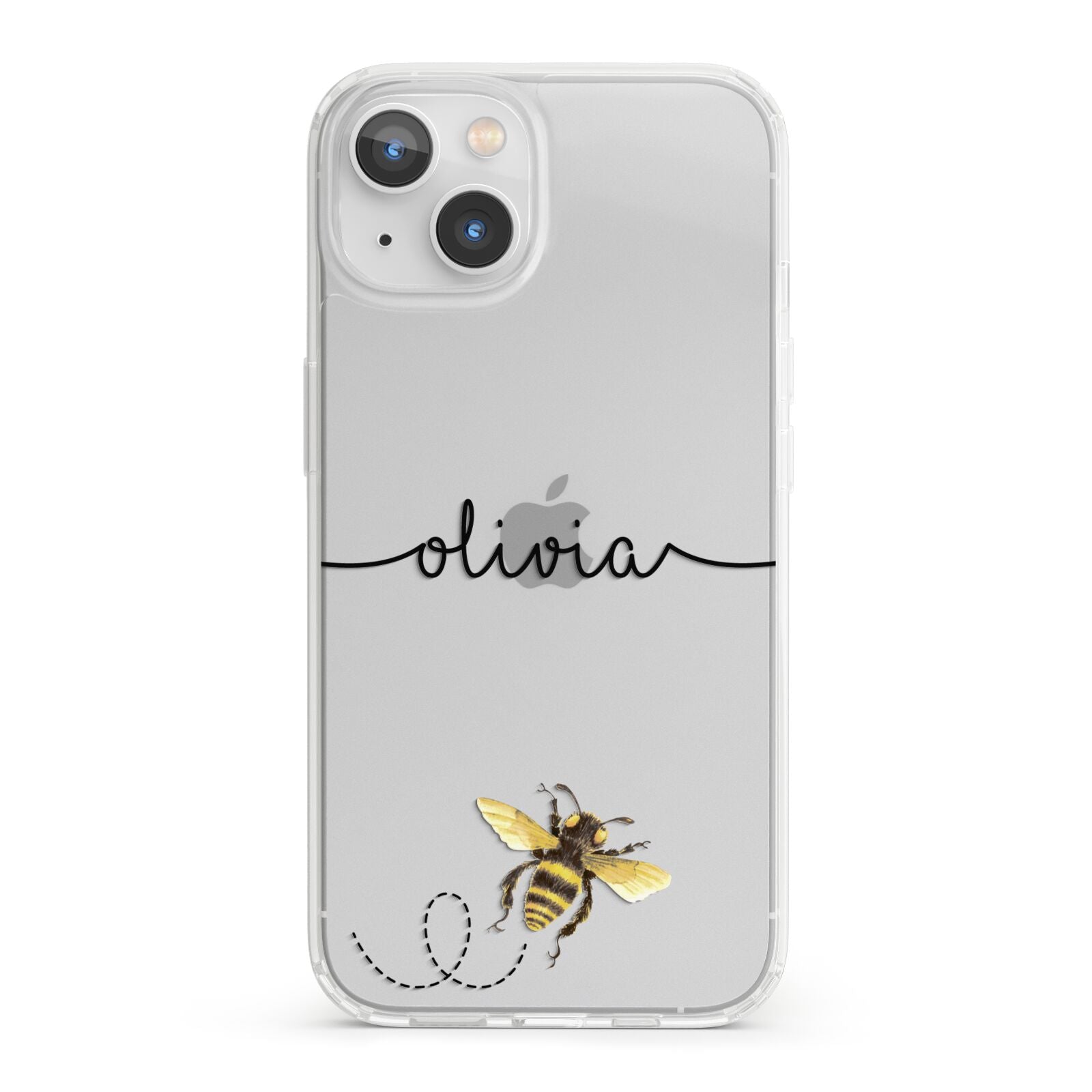Watercolour Bee with Name iPhone 13 Clear Bumper Case