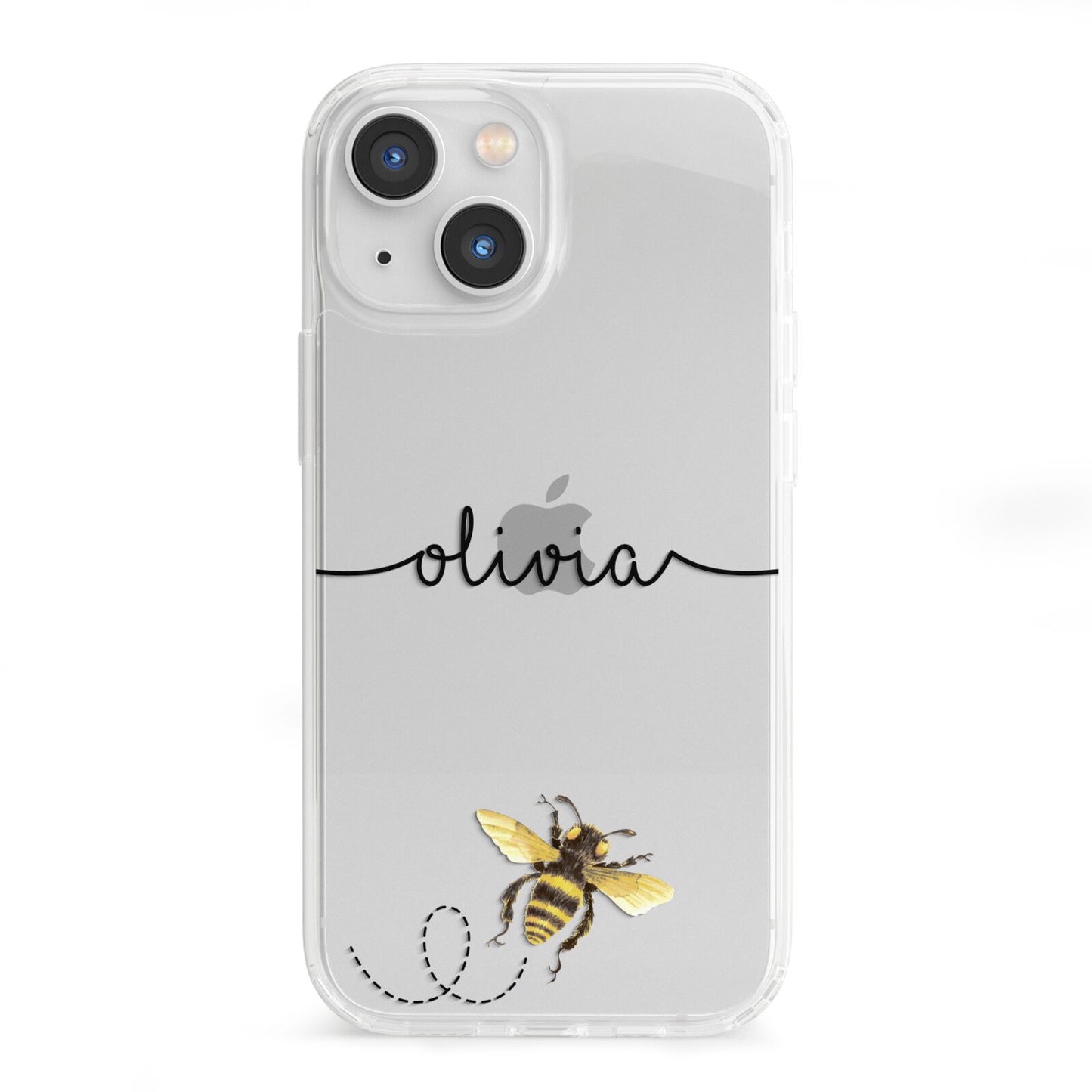Watercolour Bee with Name iPhone 13 Mini Clear Bumper Case