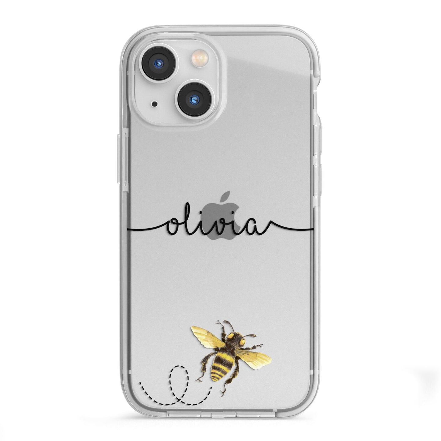 Watercolour Bee with Name iPhone 13 Mini TPU Impact Case with White Edges