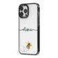 Watercolour Bee with Name iPhone 13 Pro Max Black Impact Case Side Angle on Silver phone
