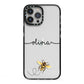 Watercolour Bee with Name iPhone 13 Pro Max Black Impact Case on Silver phone