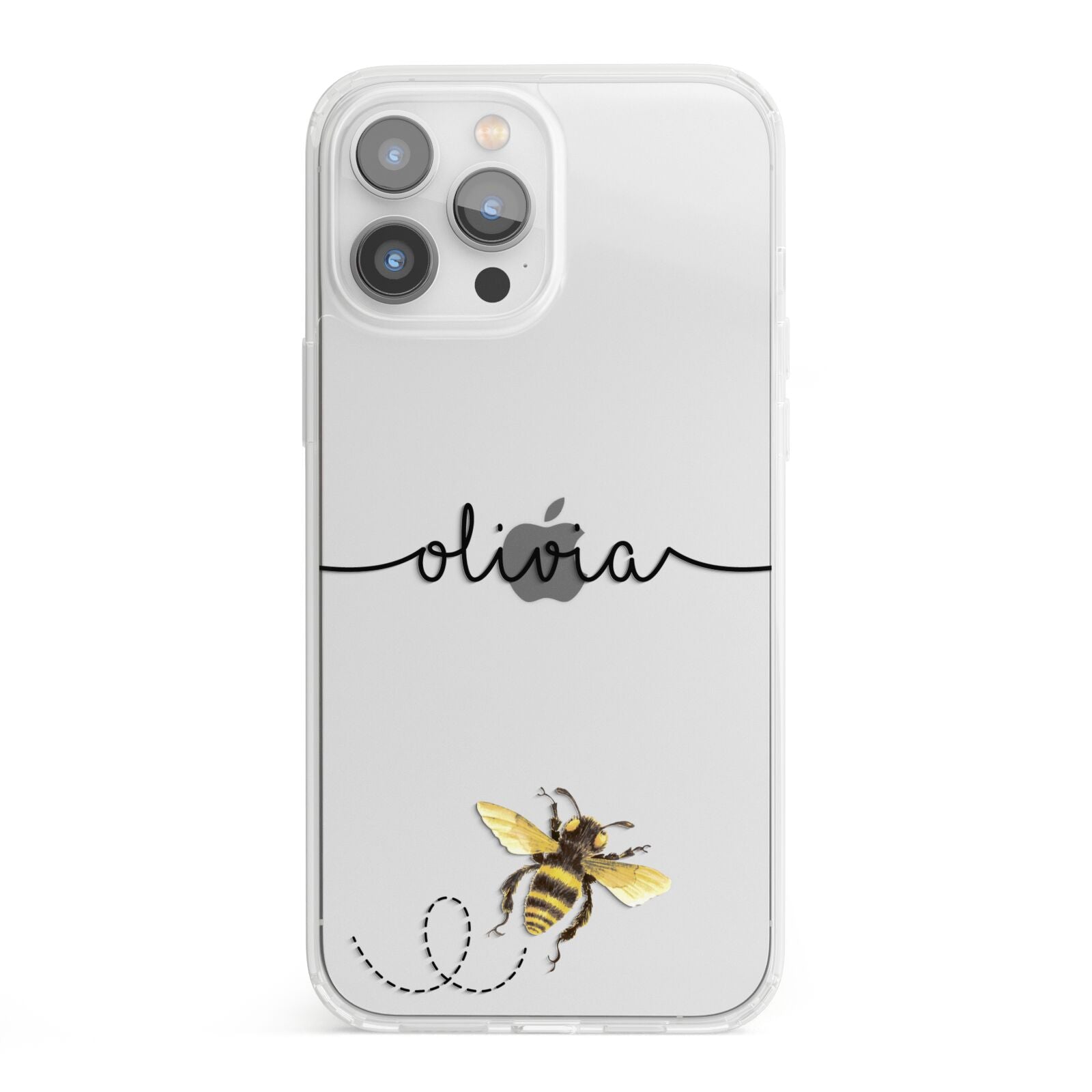 Watercolour Bee with Name iPhone 13 Pro Max Clear Bumper Case