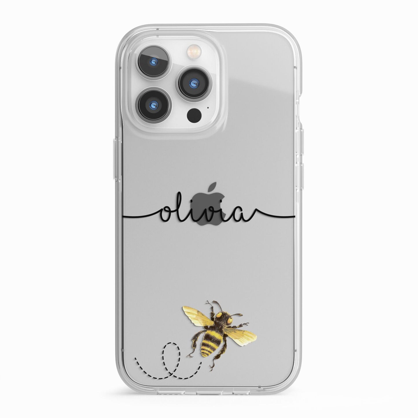 Watercolour Bee with Name iPhone 13 Pro TPU Impact Case with White Edges