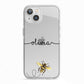 Watercolour Bee with Name iPhone 13 TPU Impact Case with White Edges