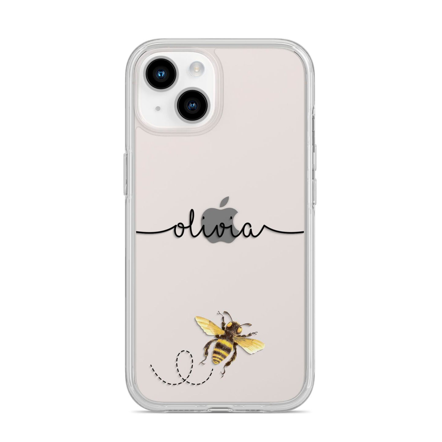 Watercolour Bee with Name iPhone 14 Clear Tough Case Starlight
