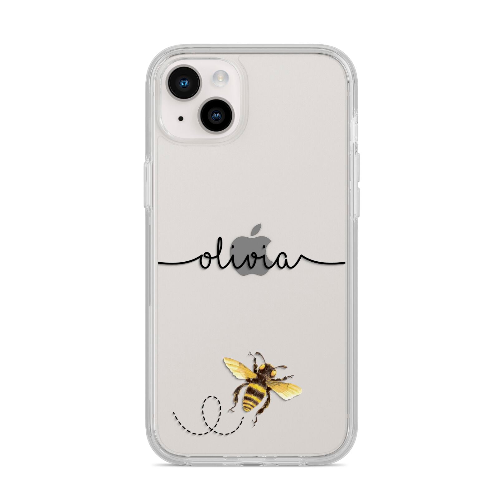 Watercolour Bee with Name iPhone 14 Plus Clear Tough Case Starlight