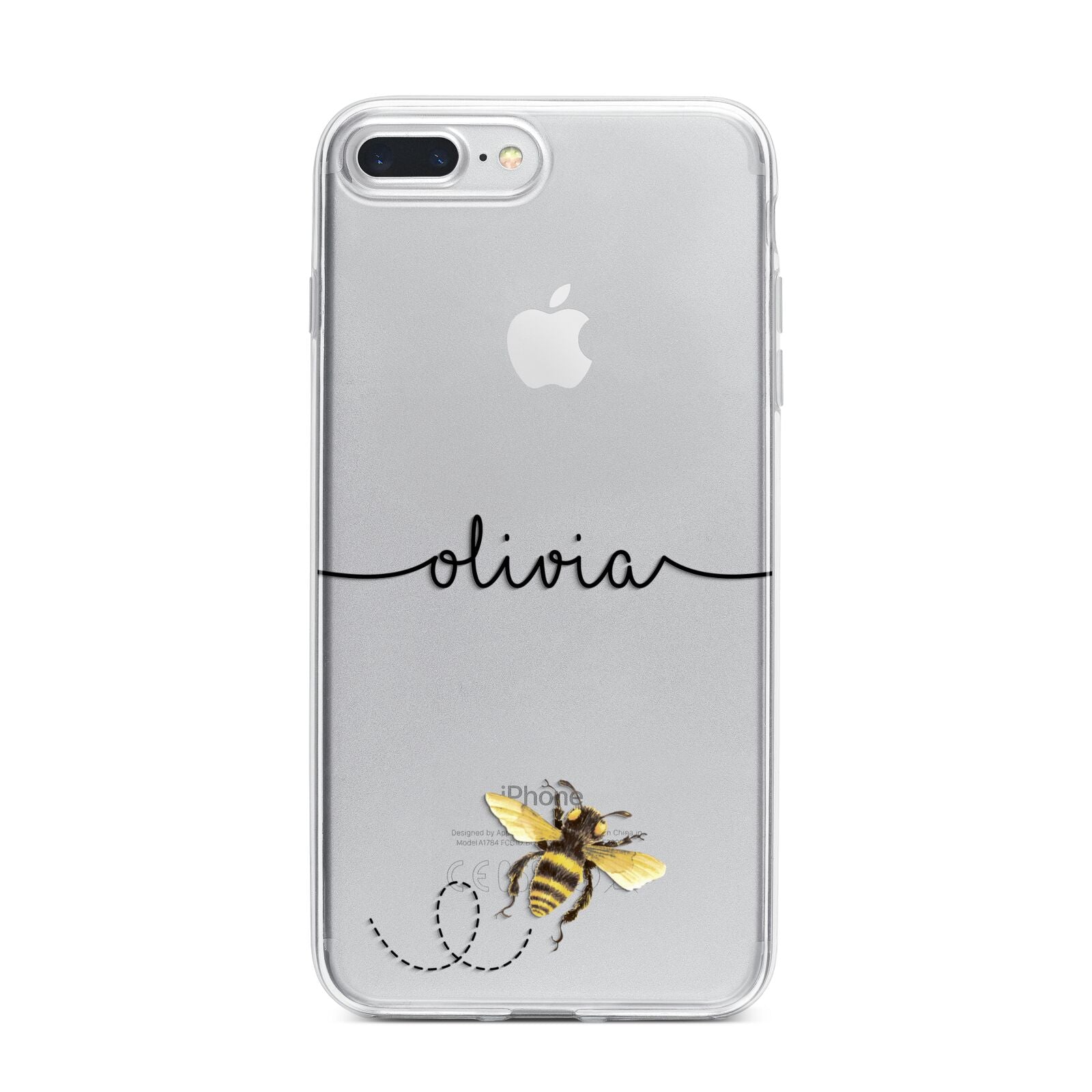 Watercolour Bee with Name iPhone 7 Plus Bumper Case on Silver iPhone