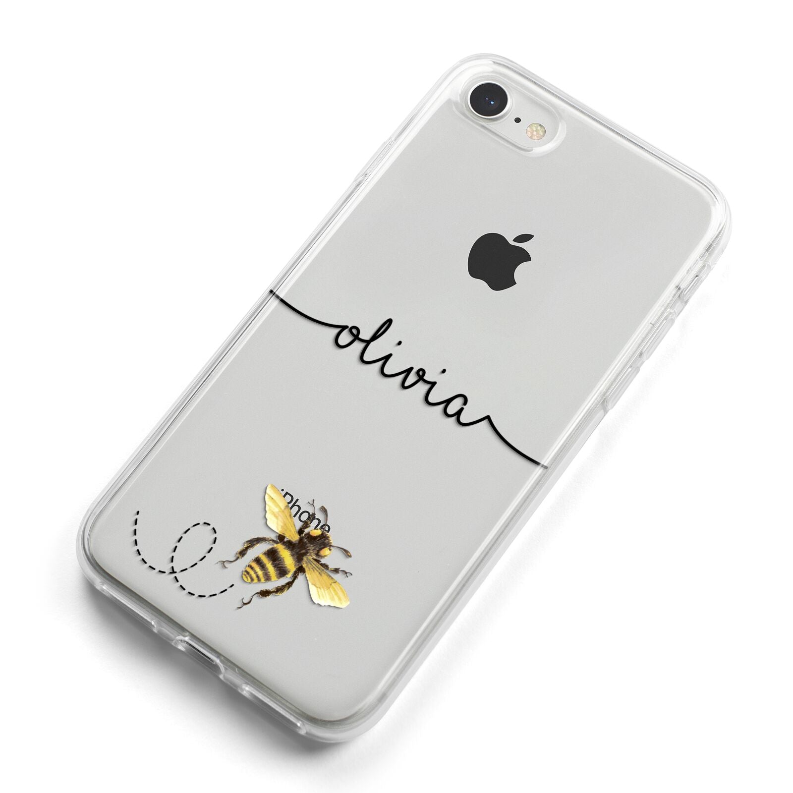 Watercolour Bee with Name iPhone 8 Bumper Case on Silver iPhone Alternative Image
