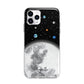 Watercolour Close up Moon with Name Apple iPhone 11 Pro in Silver with Bumper Case