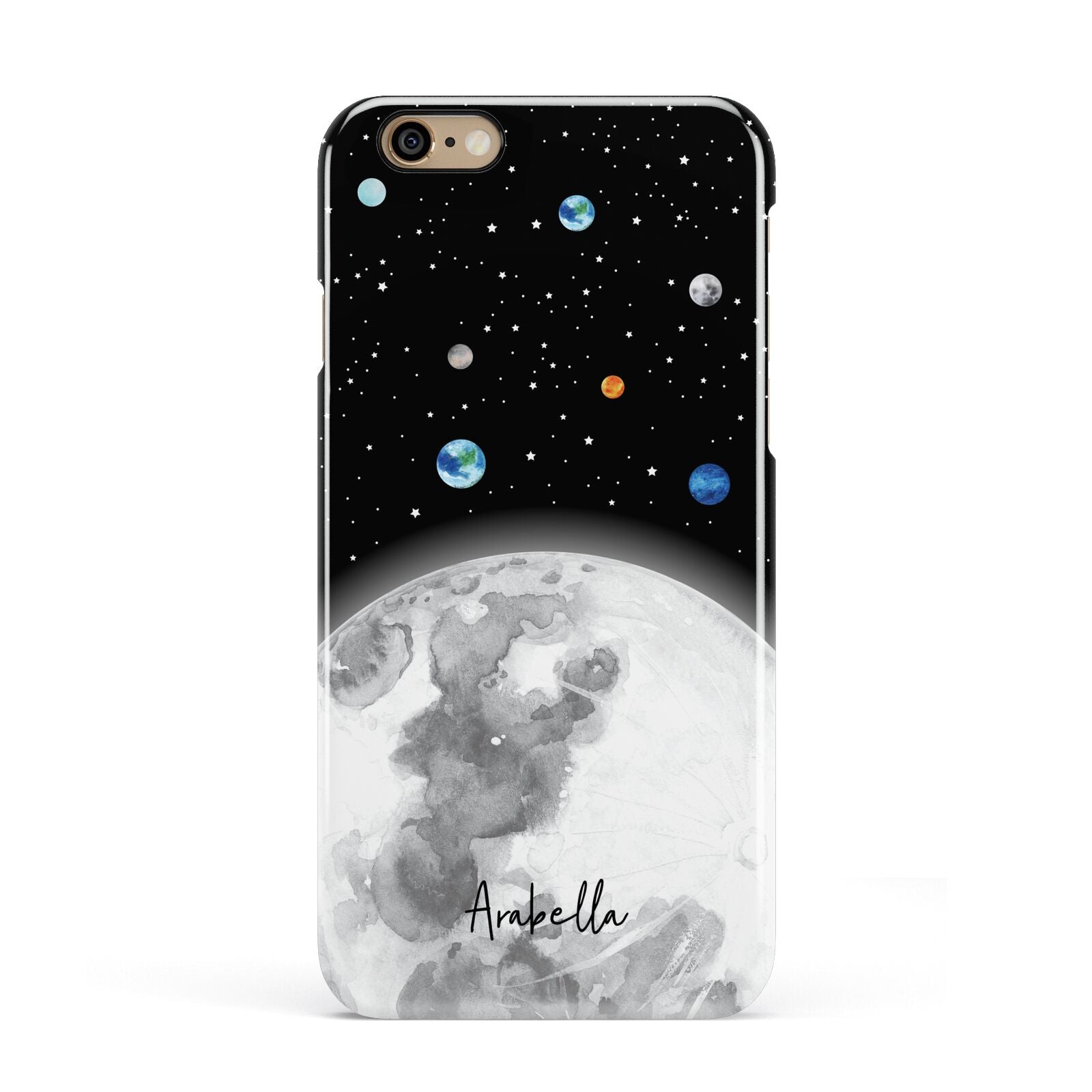Watercolour Close up Moon with Name Apple iPhone 6 3D Snap Case