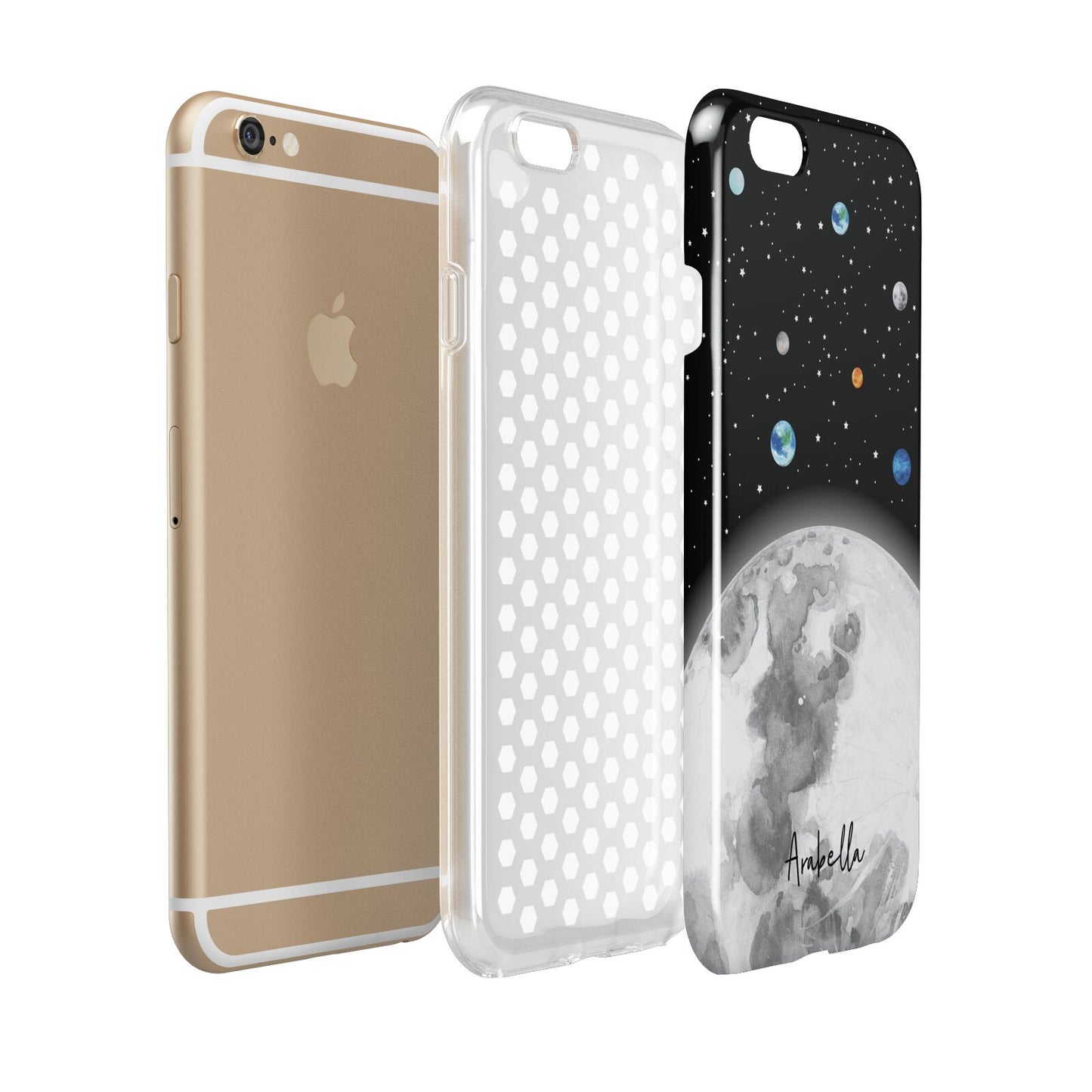 Watercolour Close up Moon with Name Apple iPhone 6 3D Tough Case Expanded view