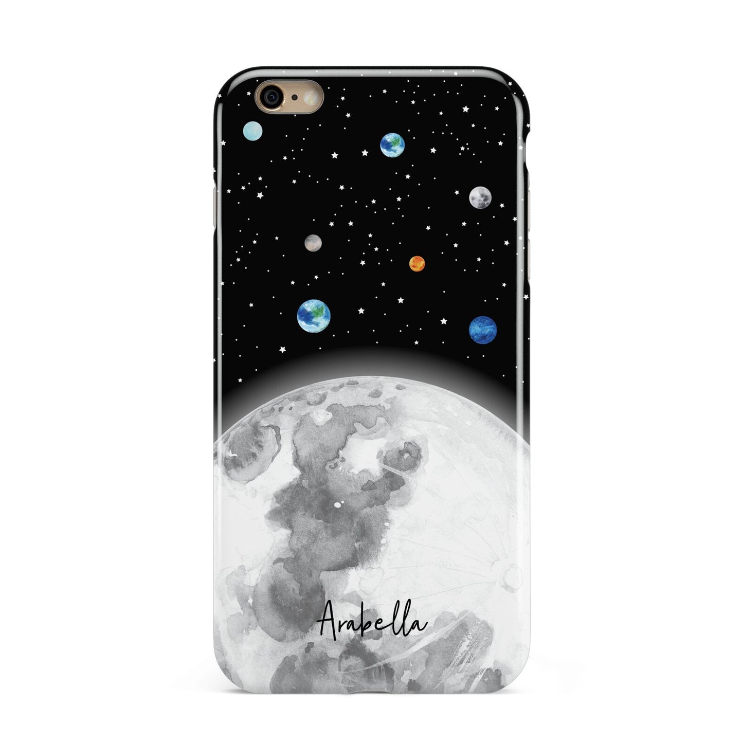 Watercolour Close up Moon with Name Apple iPhone 6 Plus 3D Tough Case