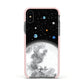 Watercolour Close up Moon with Name Apple iPhone Xs Impact Case Pink Edge on Black Phone