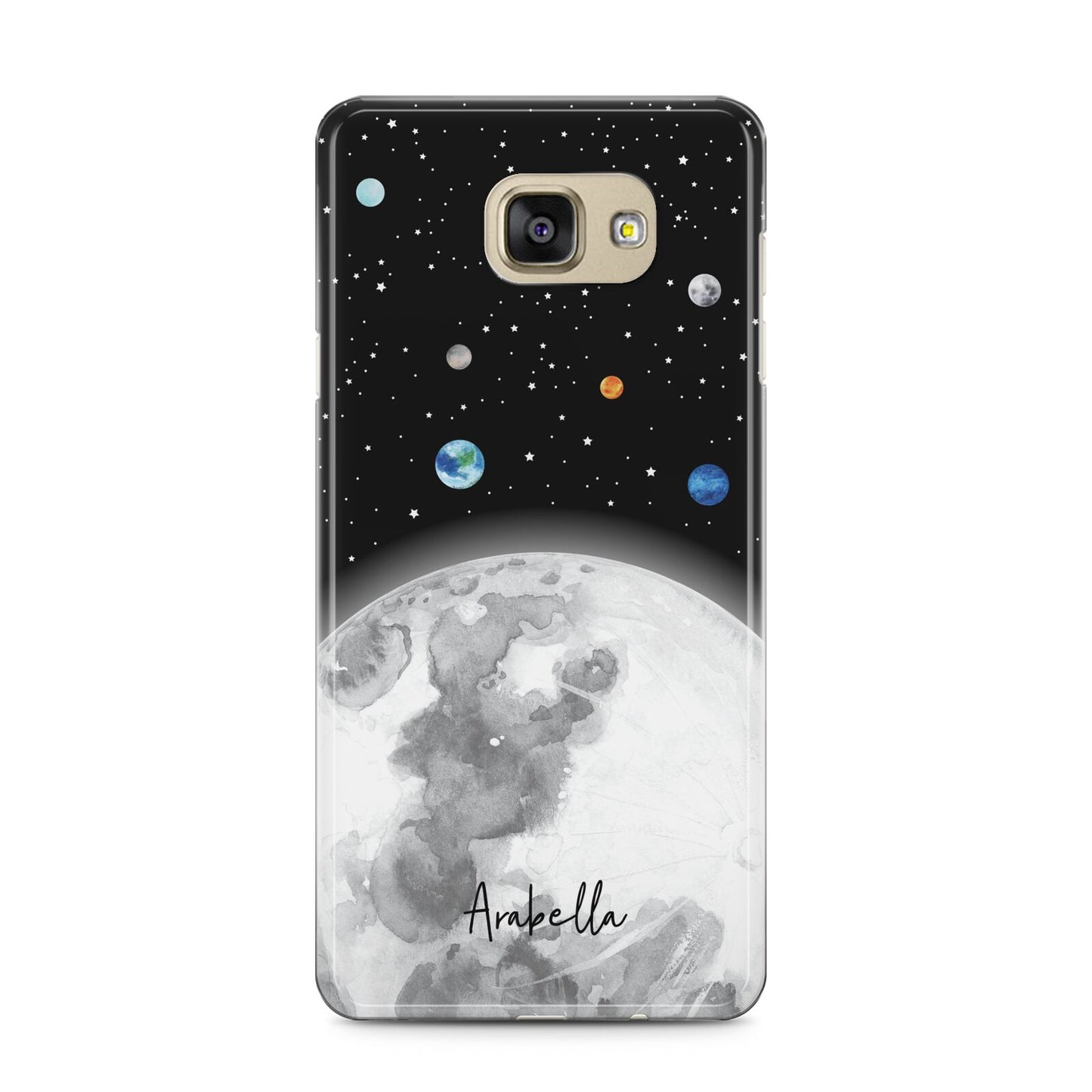 Watercolour Close up Moon with Name Samsung Galaxy A5 2016 Case on gold phone