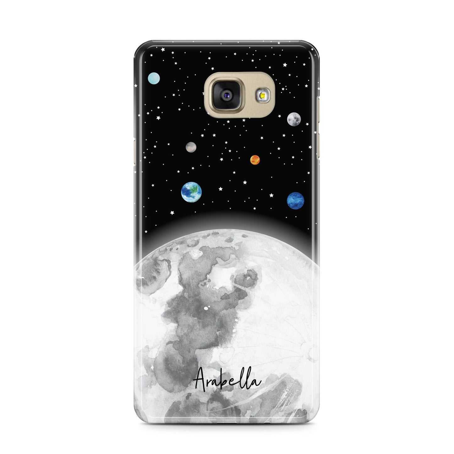 Watercolour Close up Moon with Name Samsung Galaxy A7 2016 Case on gold phone