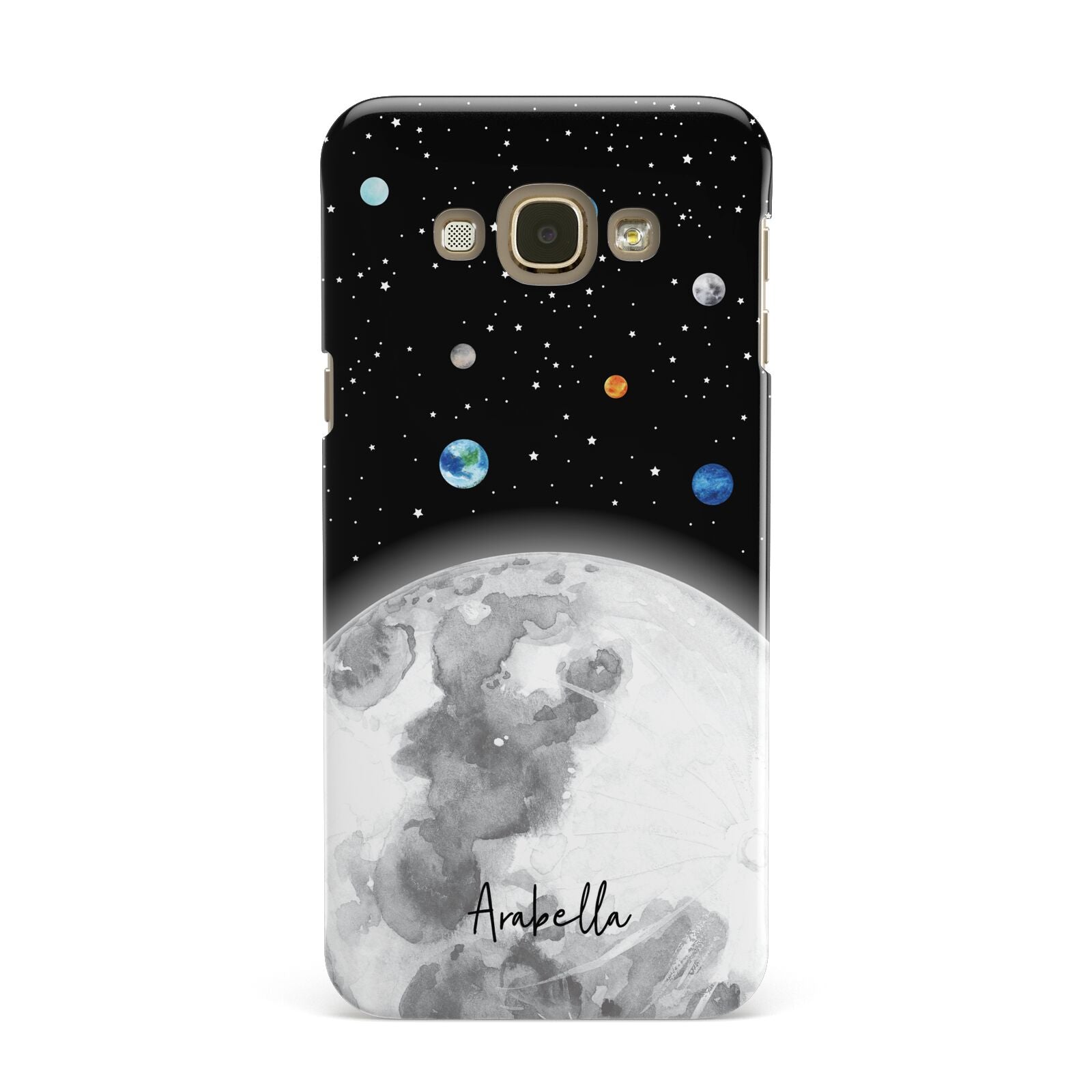 Watercolour Close up Moon with Name Samsung Galaxy A8 Case
