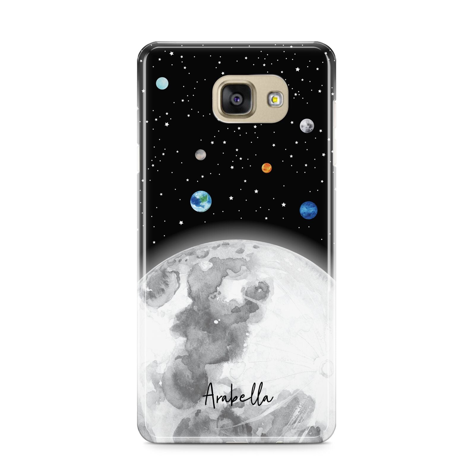 Watercolour Close up Moon with Name Samsung Galaxy A9 2016 Case on gold phone