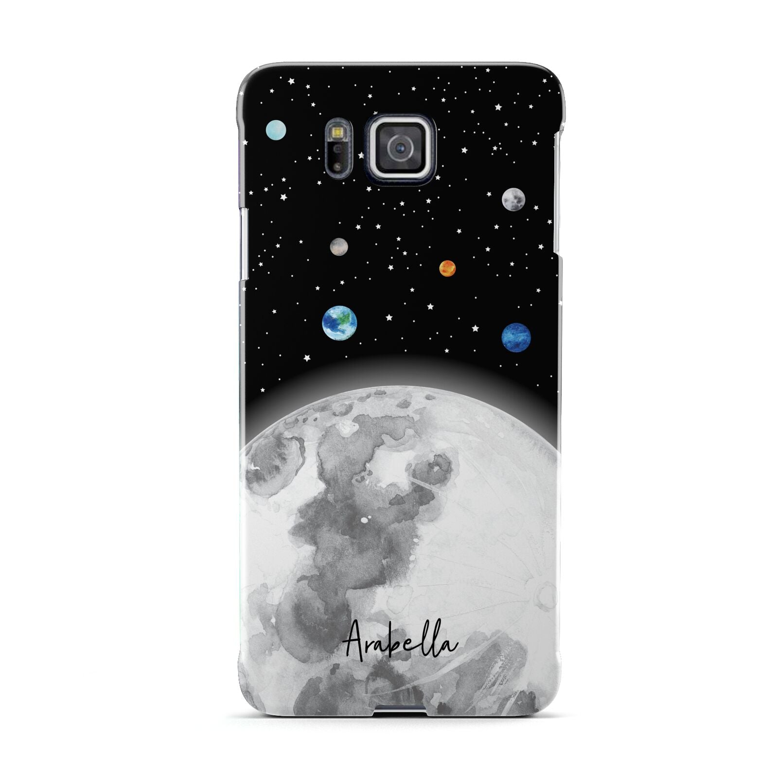 Watercolour Close up Moon with Name Samsung Galaxy Alpha Case