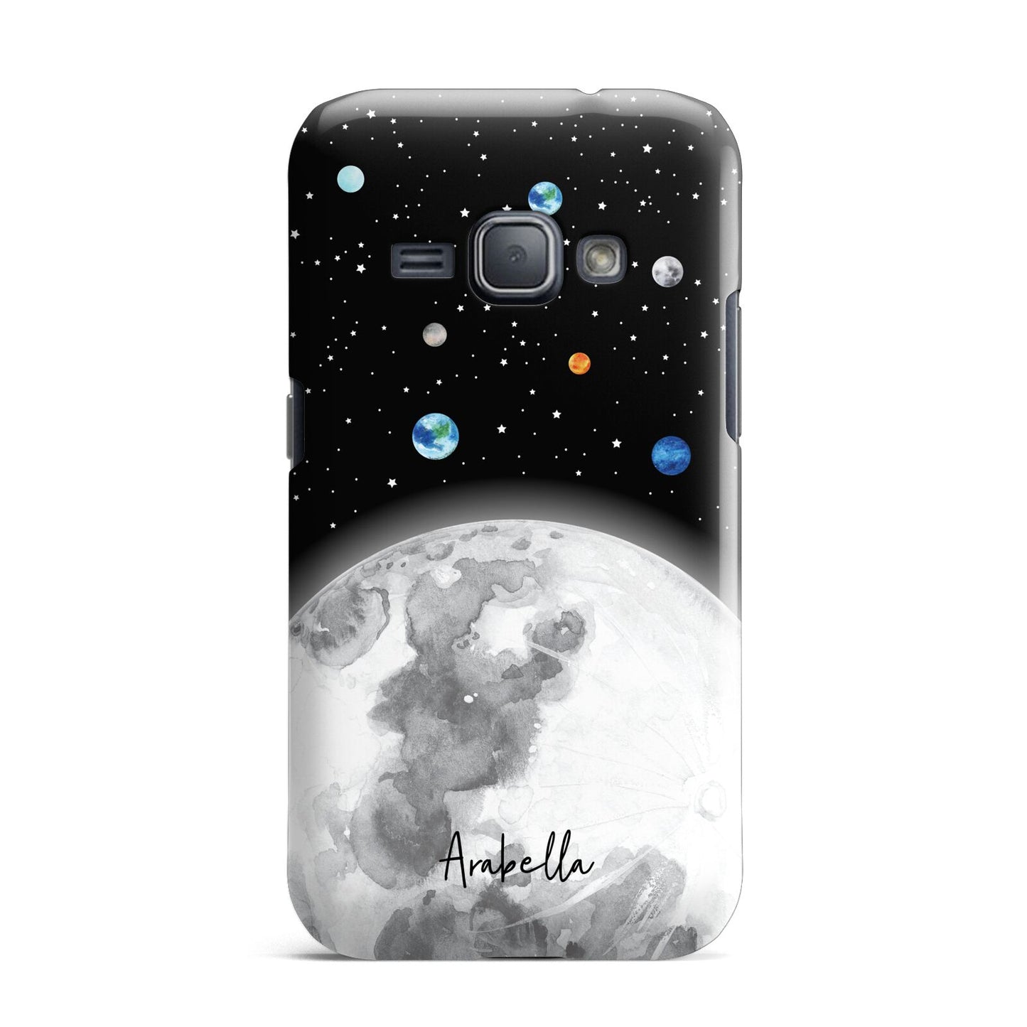 Watercolour Close up Moon with Name Samsung Galaxy J1 2016 Case