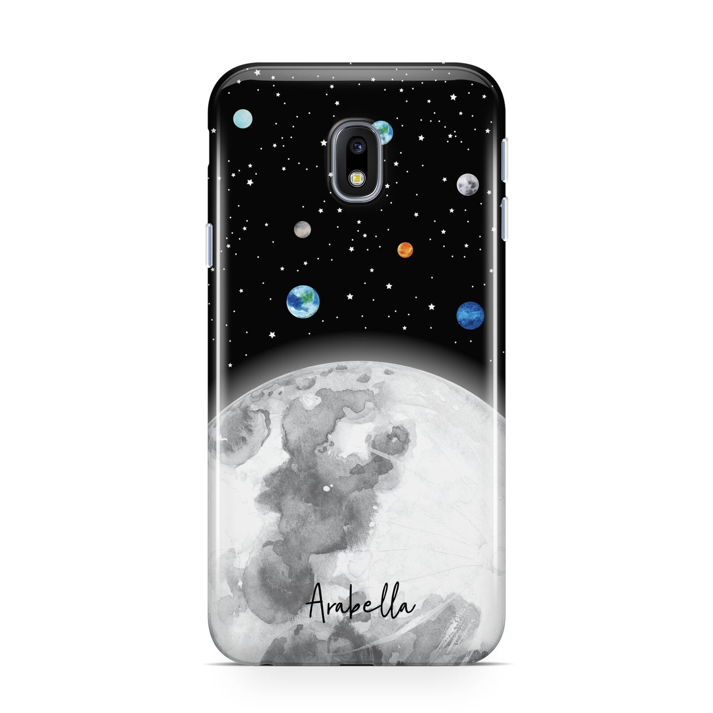 Watercolour Close up Moon with Name Samsung Galaxy J3 2017 Case