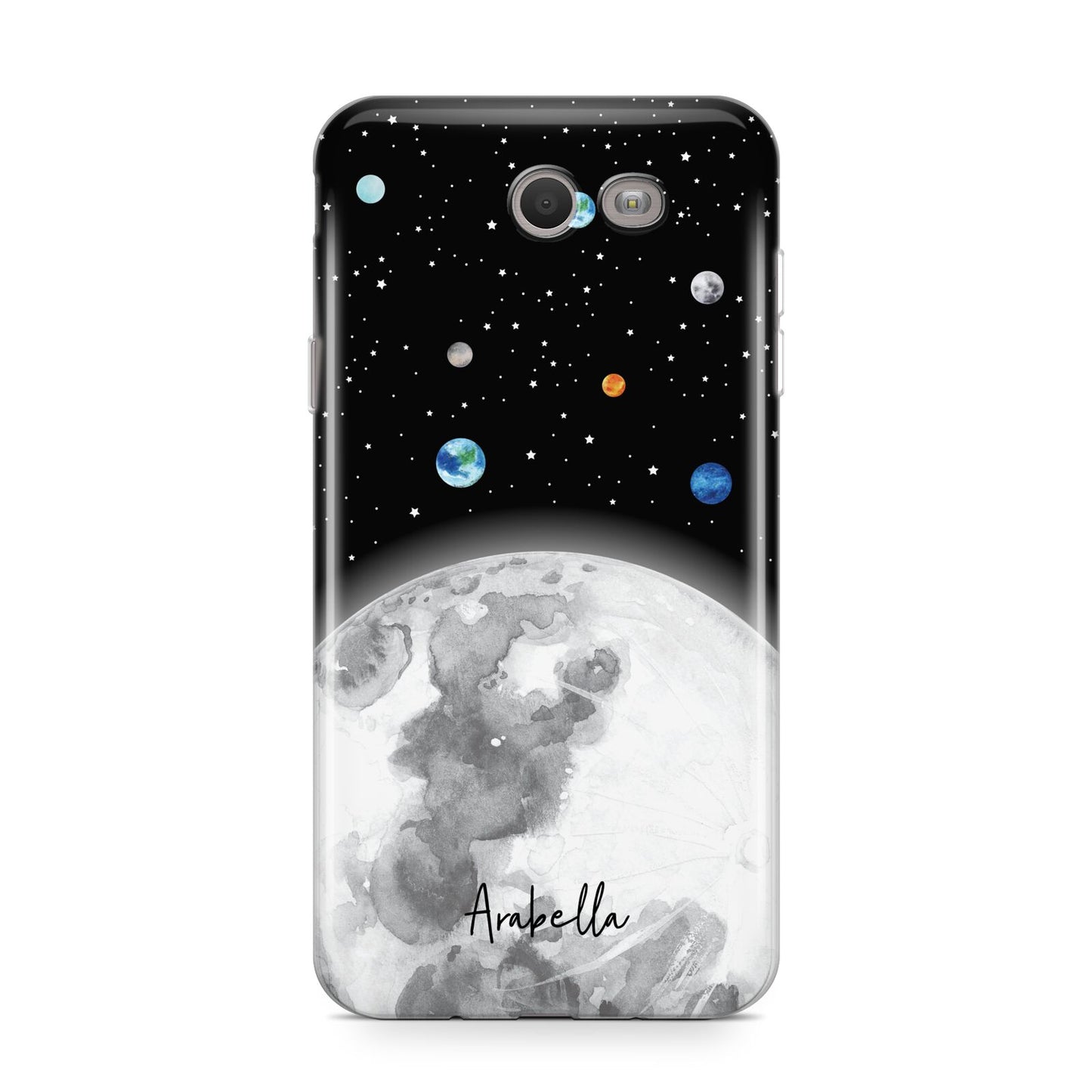 Watercolour Close up Moon with Name Samsung Galaxy J7 2017 Case