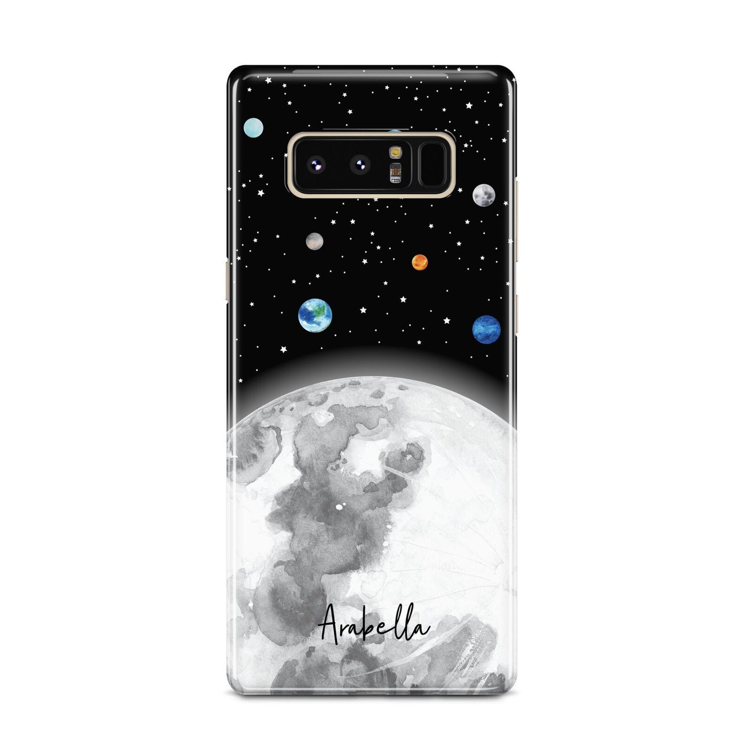 Watercolour Close up Moon with Name Samsung Galaxy Note 8 Case