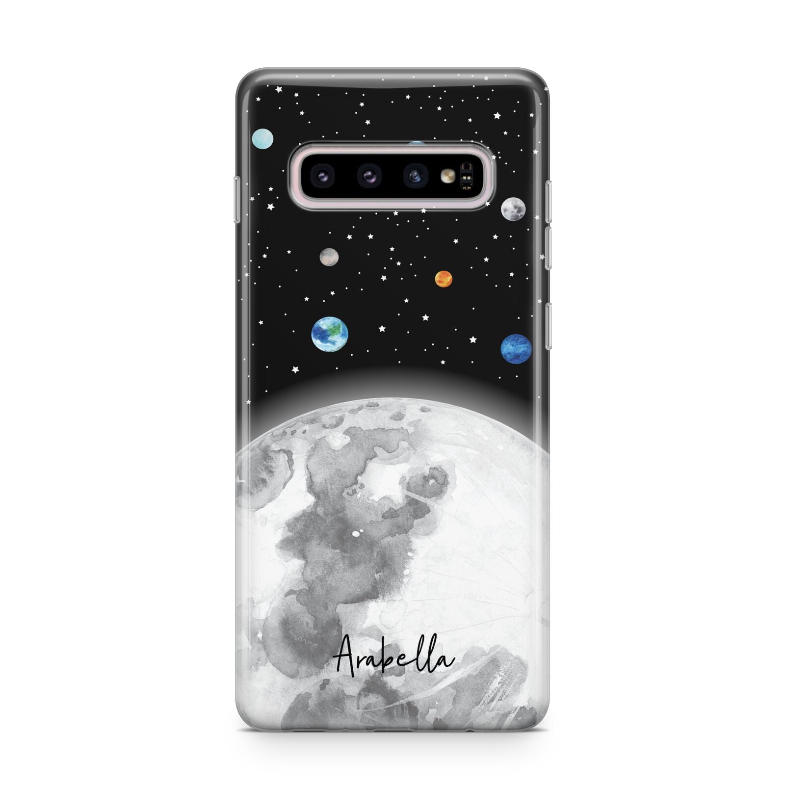 Watercolour Close up Moon with Name Samsung Galaxy S10 Plus Case