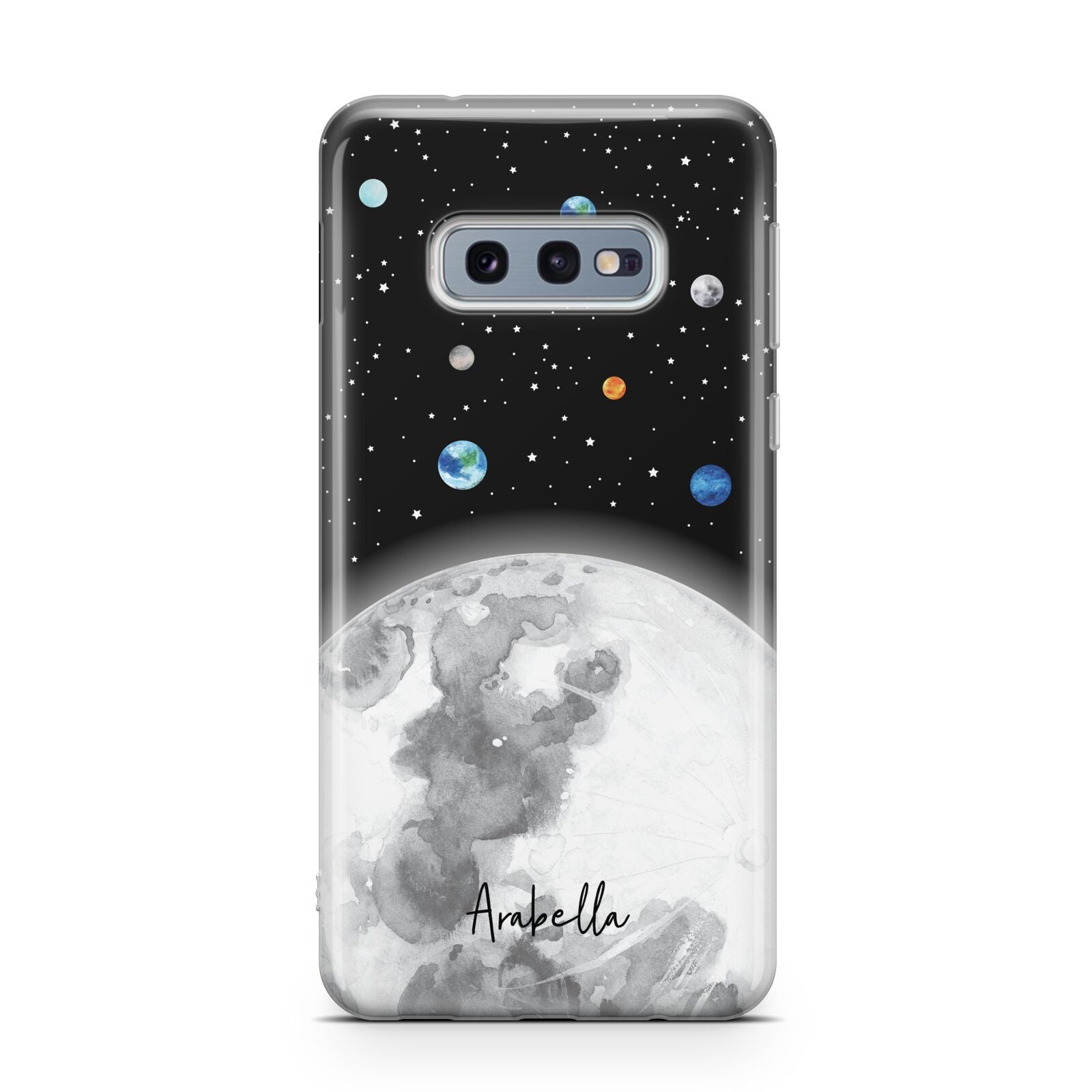 Watercolour Close up Moon with Name Samsung Galaxy S10E Case