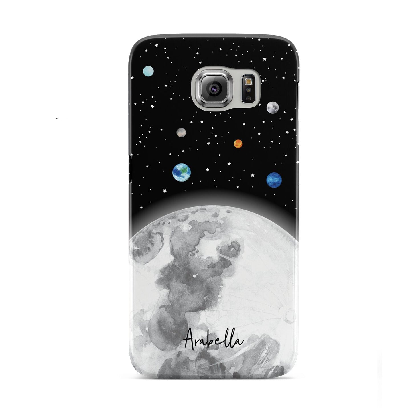 Watercolour Close up Moon with Name Samsung Galaxy S6 Case