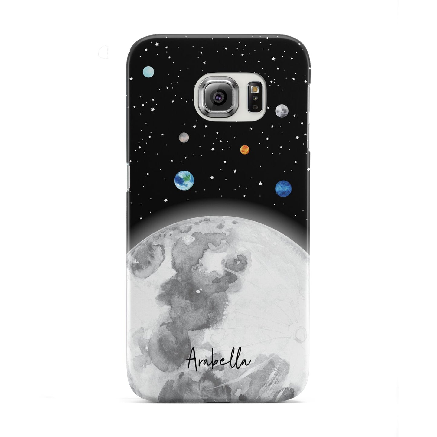 Watercolour Close up Moon with Name Samsung Galaxy S6 Edge Case