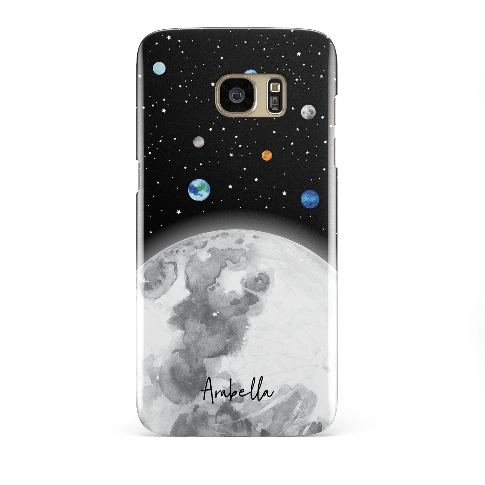 Watercolour Close up Moon with Name Samsung Galaxy S7 Edge Case