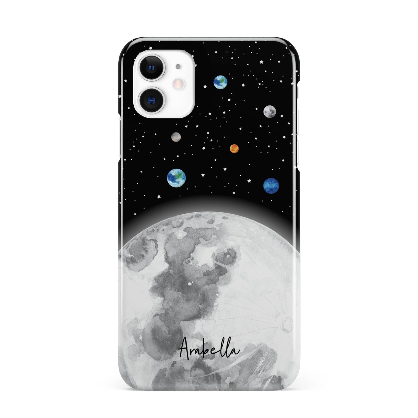 Watercolour Close up Moon with Name iPhone 11 3D Snap Case