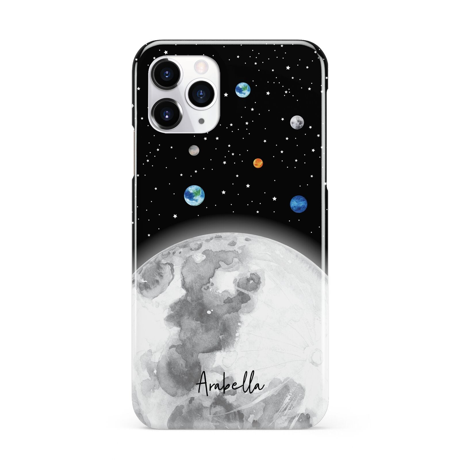 Watercolour Close up Moon with Name iPhone 11 Pro 3D Snap Case